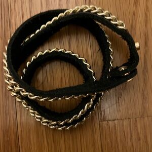 Chain link wrap bracelet on faux leather